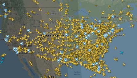 traffico aereo USA 24 3 20 alle 12,45